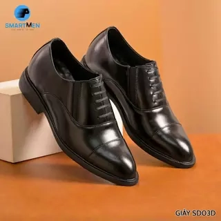 Giày công sở tăng chiều cao Oxford SMARTMEN KHÔNG CẦN buộc dây, siêu nhẹ SD-03 Đen