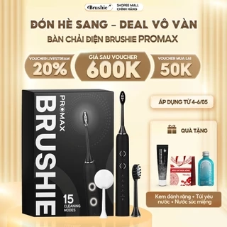 Bàn Chải Điện Brushie Promax phiên bản nâng cấp 2025 với 15 chế độ làm sạch, tích hợp máy rửa mặt 2in1