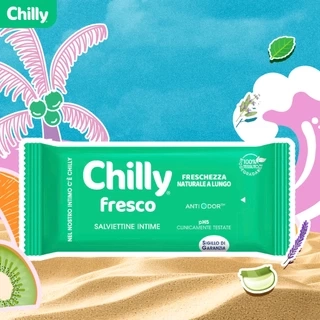 Khăn lau phụ khoa Chilly Delicato Salviettine Intime Anti-Ddor chiết xuất lô hội dưỡng mềm mại, sạch dịu êm gói 12 tờ