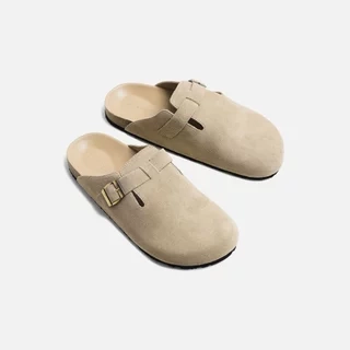 Dép Nam Suede Clogs Mules Beige, Chất Liệu Quai Dép Da Lộn, Đế Dép Đế Chấu Thoải Mái, DE0014, SOMEHOW