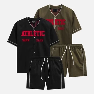 Set Nam Shirt Short Athletic Daily, Chất Vải Kaki Thoải Mái, SB0049, SOMEHOW