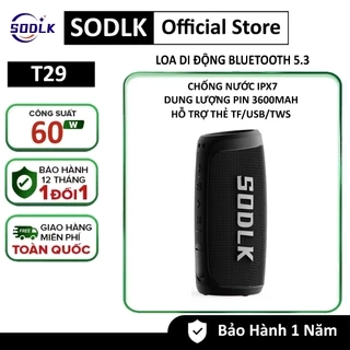 Loa Bluetooth 5.3 di động SODLK T29 60W với cột âm thanh vòm HIFI và loa siêu trầm, Hỗ trợ Thẻ TF/USB Pin sử dụng 10h