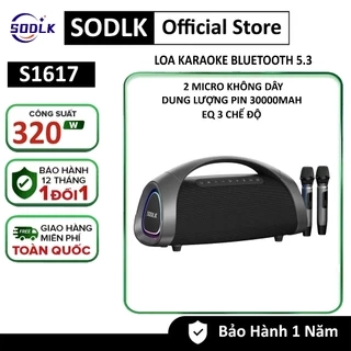 Loa Bluetooth 5.3 SODLK S1617 Công Suất Max 320W | Loa Hát Karaoke Kèm 2 Micro Không Dây Siêu Trầm