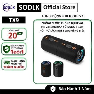 Loa Bluetooth di động SODLK TX9 Công Suất 20W | Loa chống nước, ghép nối âm thanh nổi, loa không dây ABS cho xe đạp