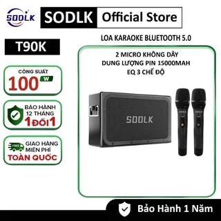 Loa Karaoke Bluetooth 5.0 DSP không dây SODLK T90K Công Suất 100W có chức năng Sạc nguồn điện di động Âm thanh vòm