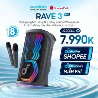 Loa bluetooth karaoke party soundcore Rave 3 | Công suất 160W | 2 mic không dây