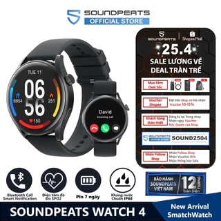 Đồng Hồ Thông Minh SoundPEATS Watch 4 | Điện tâm đồ SPO2 | IP68 | Pin 7 Ngày