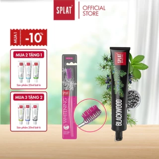 Combo Siêu Trắng Sáng-1 Kem đánh răng than hoạt tính Blackwood & 1 bàn chải Splat Whitening Hồng