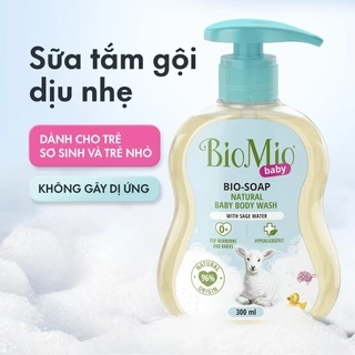Sữa tắm gội hữu cơ cho bé BioMio BIO-SOAP 300ml nước cây xô thơm, không kích ứng, an toàn lành tính