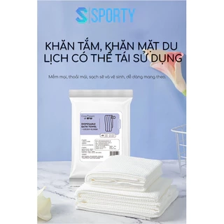 Khăn tắm và khăn mặt SPORTY nhỏ gọn làm từ vải không dệt thấm hút nhanh, tái sử dụng nhiều lần