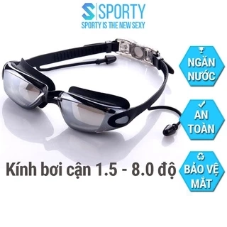 Kính bơi cận thị từ 1.5 độ đến 8.0 độ SPORTY mắt kính cản tia UV hạn chế sương mờ