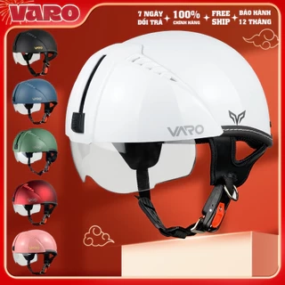 Mũ Bảo Hiểm Nửa Đầu Varo Kính Âm An Toàn Gọn Nhẹ - Nón Bảo Hiểm Có Kính Đi Mưa - Bảo Hành 12 Tháng