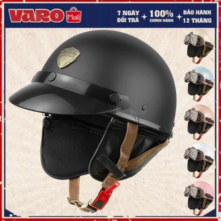 Mũ bảo hiểm nửa đầu  VARO PUG Viền Nâu - Đủ màu - [FREESHIP]