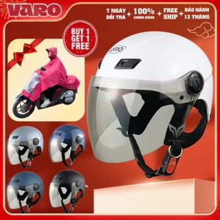 Mũ bảo hiểm nửa đầu có kính Varo A31 Trơn - Chính hãng - Bảo hành 1 năm