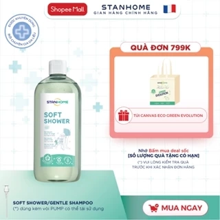 Sữa tắm, rửa mặt không xà phòng cho da nhạy cảm giảm ngứa,dịu kích ứng Stanhome Soft Shower 740ml/chai