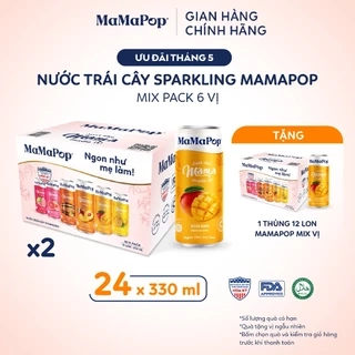 Combo 2 thùng 12 lon nước trái cây sparkling MaMaPop mix 6 vị (330ml/lon) - SL quà có hạn