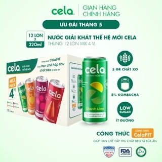 Thùng 12 lon nước giải khát thế hệ mới cela mix 4 vị (320ml/lon)