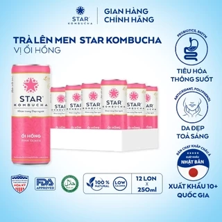 Thùng 12 lon trà STAR KOMBUCHA Ổi Hồng / Pink Guava (250ml/lon)