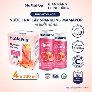 Thùng 4 lon nước trái cây sparkling MaMaPop vị Bưởi Hồng (330ml/lon) - MP030