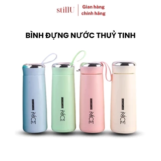 Bình Đựng Nước Thủy Tinh 360ml Bọc Nhựa Cách Nhiệt Thời Trang