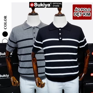 Áo Polo Len Dệt Kim Nam SUKIYA Premium Kẻ Len Mát Cotton Thấm Mồ Hôi mùa Hè AL74