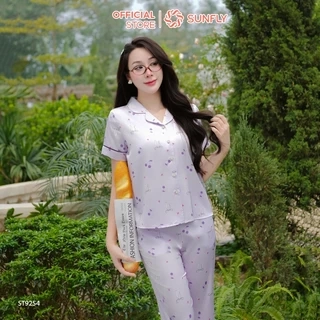 Bộ pijama nữ lụa latin SUNFLY áo cộc quần ngố ST9254
