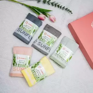 Khăn mặt cao cấp sợi tre Bamboo SUNFLY, mềm mại, thấm hút tốt SF005