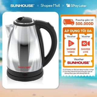 Ấm siêu tốc 1.5L SUNHOUSE Happy Time HTD1055 - Tự ngắt khi nước sôi, cạn nước - Tay cầm chống nóng, thân inox không gỉ