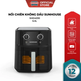 Nồi chiên không dầu 6.5L SUNHOUSE SHD4030 - Công nghệ Rapid Air giảm tới 80% dầu mỡ - Khoang chiên trong suốt