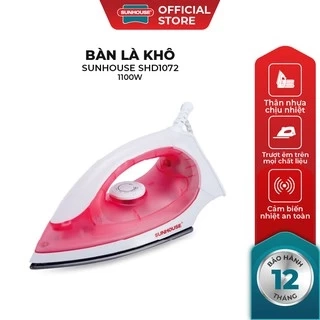 Bàn ủi, bàn là khô SUNHOUSE SHD1072 - Thân nhựa chịu nhiệt - Đèn báo hoạt động - Bề mặt chống dính - Bảo hành 12 tháng
