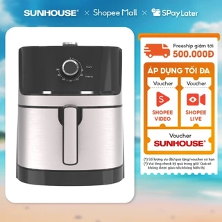 Nồi chiên không dầu 6L Sunhouse SHD4027 - Chiên gà vịt nguyên con - Hẹn giờ tới 60 phút, tự ngắt khi quá nhiệt