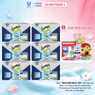 Combo 6 Hộp Viên Rửa Chén Bát Sunlight 5 in 1 Dành Cho Máy Rửa Chén (28 Viên/Hộp)