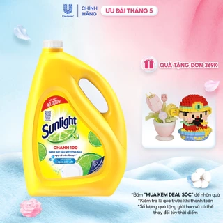 Nước Rửa Chén Bát Sunlight Chanh 100 Sạch Nhanh Xả Bọt Nhanh Rửa Sạch Dầu Mỡ 3.6kg