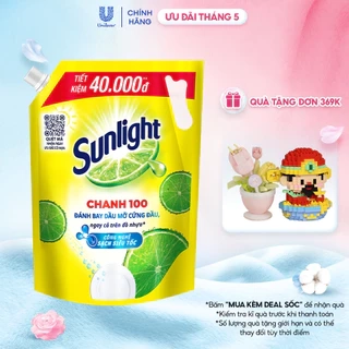 Nước rửa chén Sunlight chanh 100 mới đánh bay dầu mỡ cứng đầu túi 3.5kg
