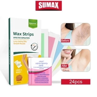 Bộ 24 miếng sáp dán tẩy lông SUMAX hai mặt tự nhiên cỡ lớn 9x18 150g chất lượng cao
