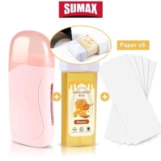 Sáp tẩy lông chiết xuất sáp ong 300g + máy triệt lông + giấy tẩy lông SUMAX dùng cho toàn thân