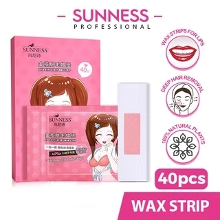Set 40 miếng sáp dán tẩy lông SUNNESS hai mặt tự nhiên cỡ lớn 3.5x1.5 135g