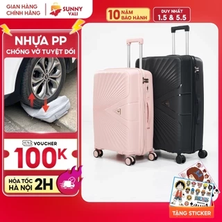 Vali kéo du lịch SUNNY PICA nhựa PP chống vỡ tuyệt đối, vali size 28 24 20 inch xách tay, kí gửi