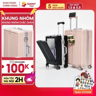 Vali SUNNY MONTER - Vali nhựa PC + ABS khung nhôm, khay đựng cốc, ngăn đựng laptop tiện lợi 20/24