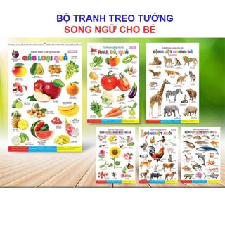 Bộ tranh treo tường song ngữ 14 chủ đề cho bé - Phiên bản mới có file đọc quét mã QR.