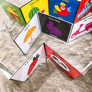 Sách - Flash Card Kích Thích Thị Giác cho trẻ sơ sinh - bản Zic Zắc 40 hình, kích thước 21cm x 21cm.