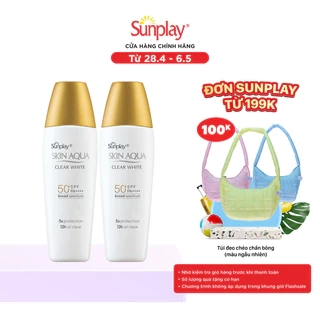 COMBO 2 Sữa chống nắng hằng ngày dưỡng trắng Sunplay Skin Aqua Clear White SPF 50+, PA++++ 25g - Eco Vietnam
