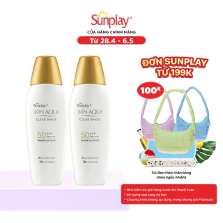 COMBO 2 x Sữa chống nắng hằng ngày dưỡng trắng Sunplay Skin Aqua Clear White SPF 50+, PA++++ 55g - Eco Vietnam