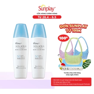 Combo 2 Sữa chống nắng Skin Aqua cho da mụn dùng hàngngày Sunplay Skin Aqua Acne Clear Eco Việt NamSPF 50,PA++++25g