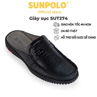 Giày sục dép nam Da bò SUNPOLO đi làm đi chơi SPO274