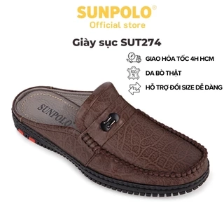 Giày sục nam Da bò cao cấp SUNPOLO công sở đi chơi SPO274