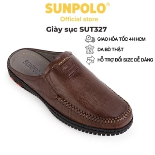 Giày sục nam Da bò SUNPOLO đi làm công sở đi chơi SUT327