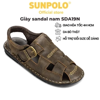 Sandals Nam Da Bò Cao Cấp SUNPOLO SDA019 Có Big size 44 45