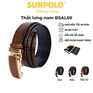 Thắt lưng nam da bò SUNPOLO khóa cài tự động BSAL50