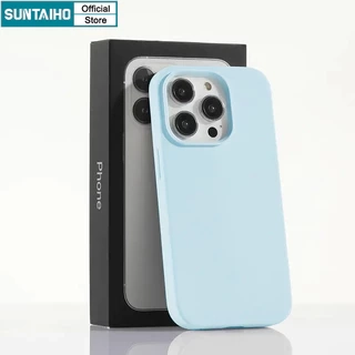 Ốp điện thoại mềm silicon lỏng màu xanh thẩm mỹ cao cấp Suntaiho Cặp đôi cao cấp Vỏ chống sốc phong cách đơn giản cho IPhone 11 12 13 14 15 16 Pro Max IP 7 8 Plus Iphon X Xs XR Xs Max